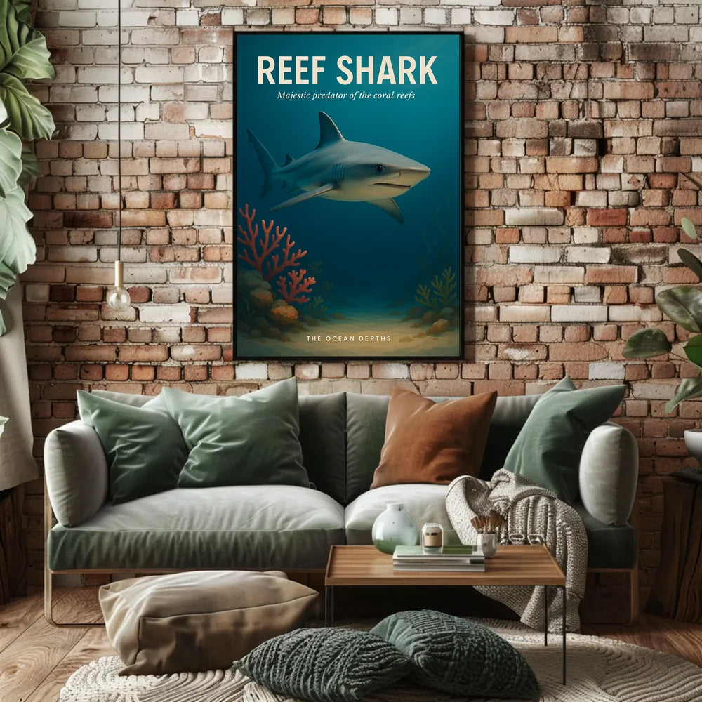 Majestic Reef Shark Photorealistic Animal Poster PosterGoat