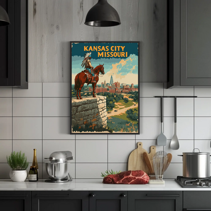 Kansas City Skyline Vintage Travel Poster