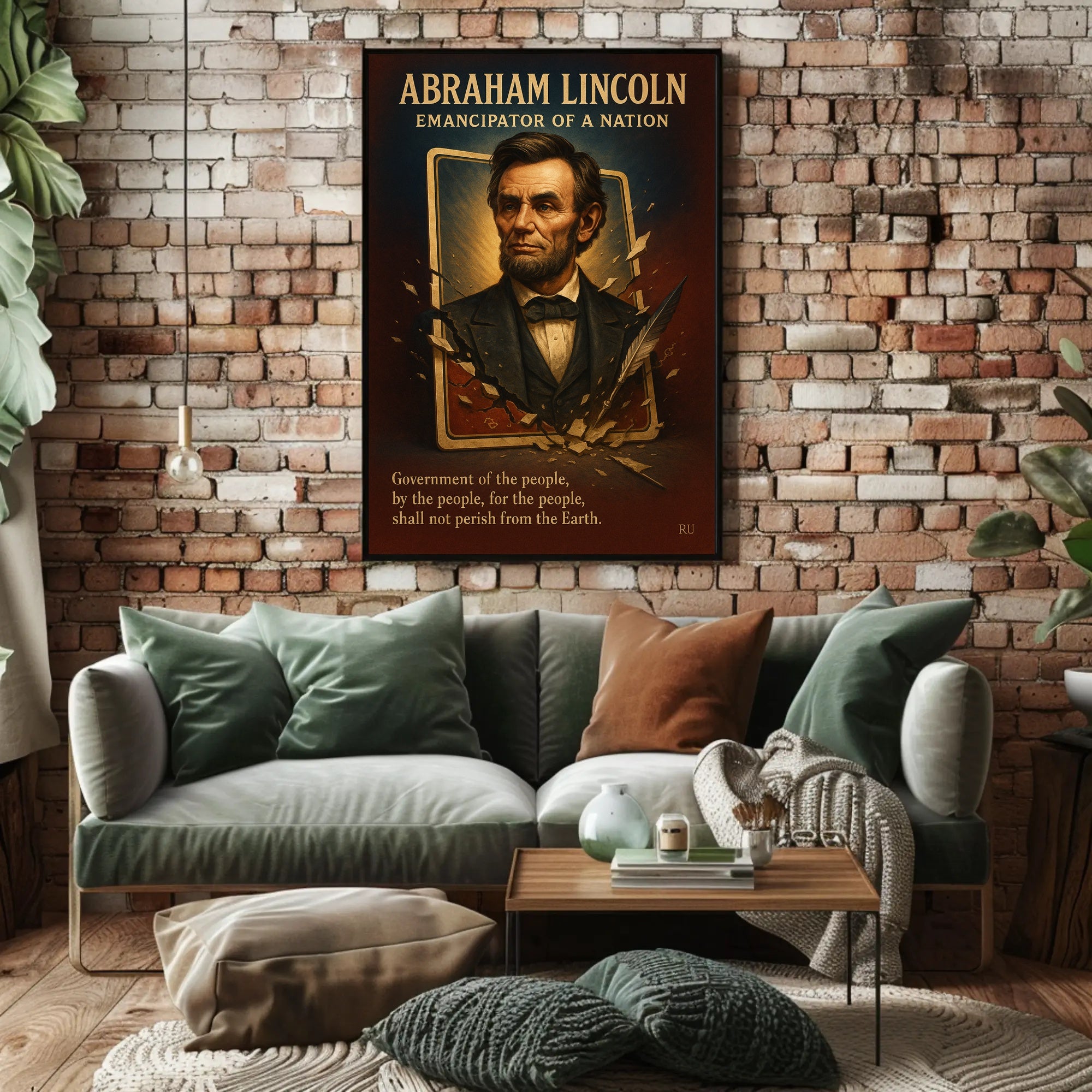 Abraham Lincoln Inspirational Vintage Art Historical or Presidential Poster