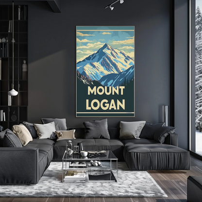 Mount Logan Snow Peak Vintage Travel Poster