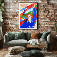 Soviet Athlete Triumph Vintage Sports Propaganda Poster