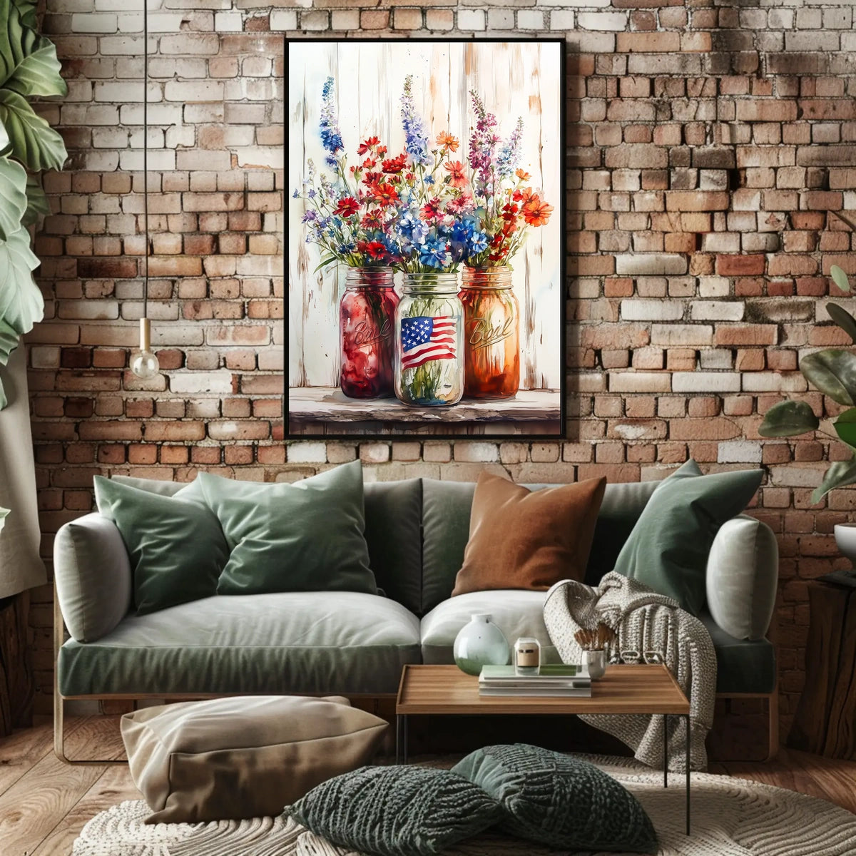 Three Rustic Mason Jars Vintage Wall Decor Artwork Poster