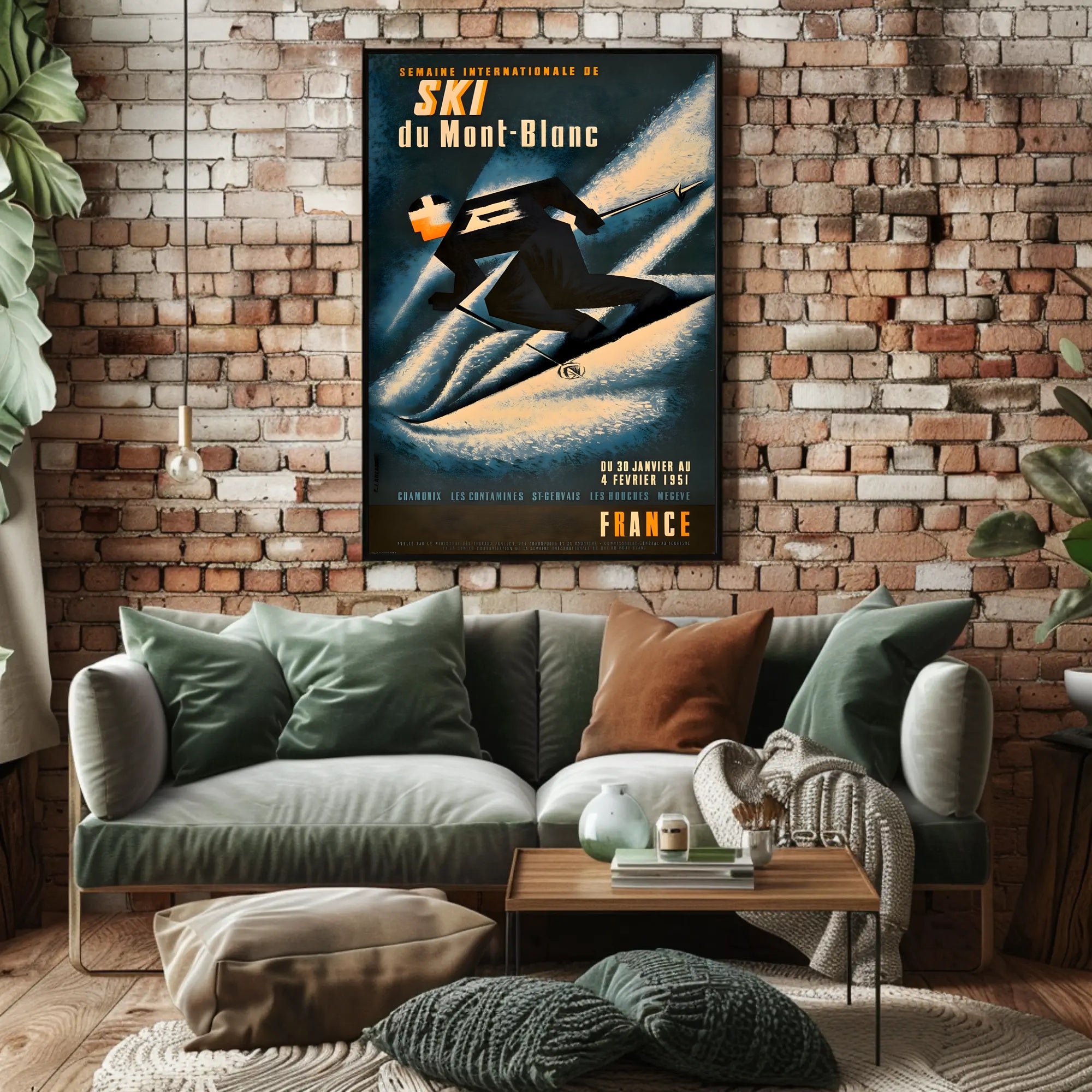 Vintage Skiing Mont Blanc Event Poster - Sports Poster PosterGoat