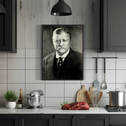 Theodore Roosevelt Portrait Drawing Vintage Poster