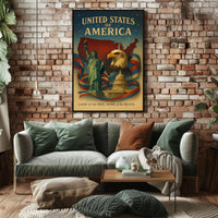 United States of America Land of the Free Poster PosterGoat