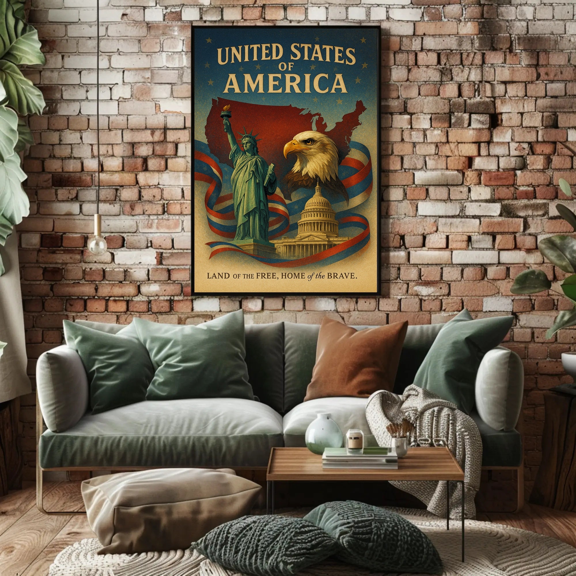 United States of America Land of the Free Poster PosterGoat