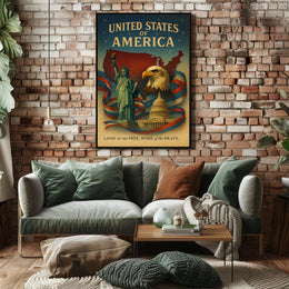 United States of America Land of the Free Poster PosterGoat