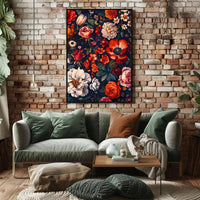 Floral Symphony Against Darkness: Artistic Poster