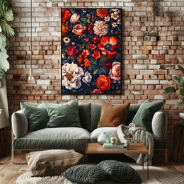 Floral Symphony Against Darkness: Artistic Poster