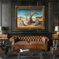 Surreal Desert Artwork with Abstract Tree: Artistic Poster