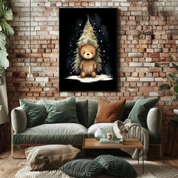 Cute Bear Winter Wonderland Watercolor Art Print