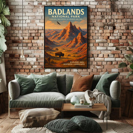 Badlands National Park Scenic Poster Wall Art Print