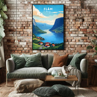 Flåm Norway Scenic View Travel Poster