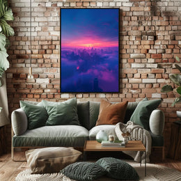 Futuristic Twilight Cityscape Urban or Cityscape Poster PosterGoat