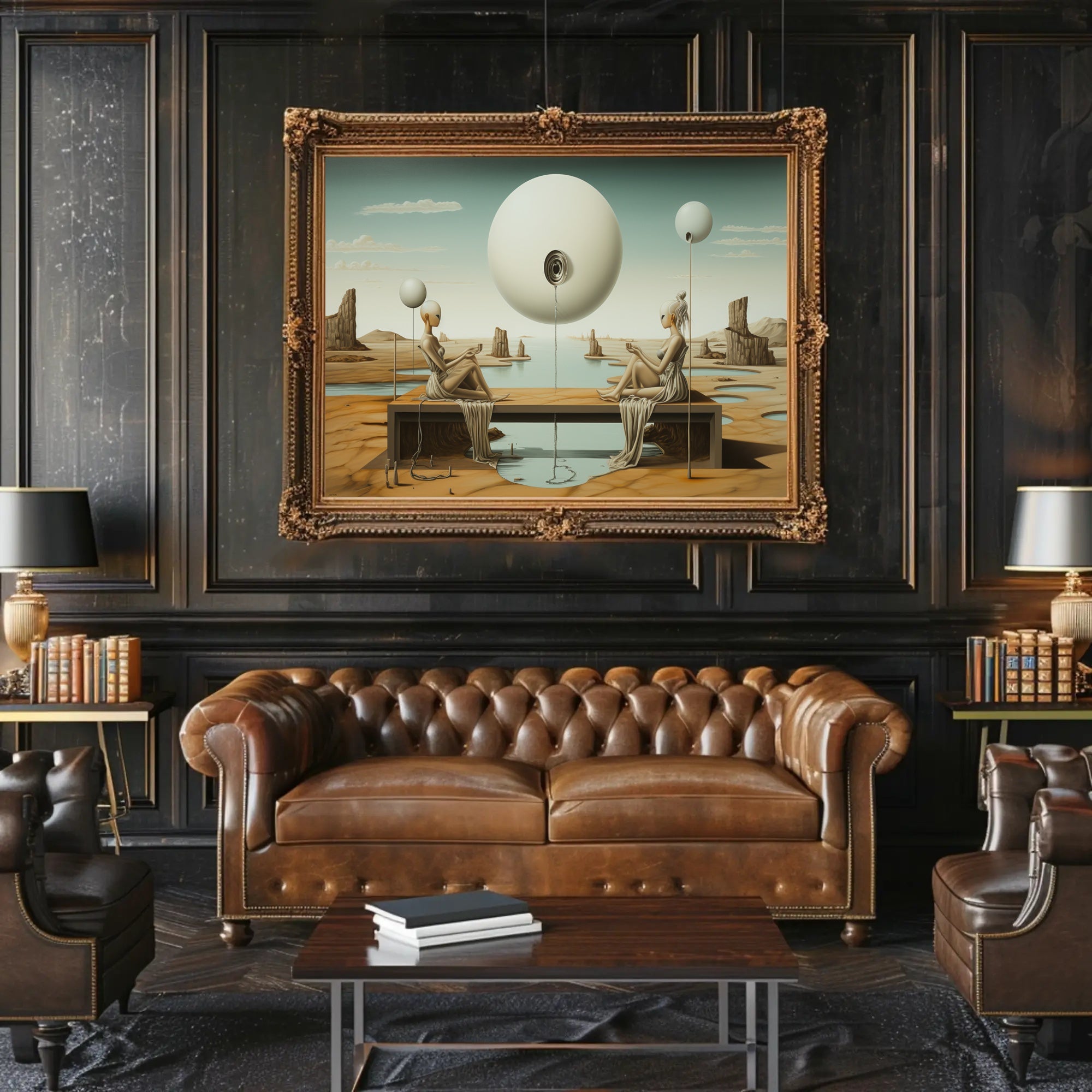 Surreal Desert Spheres Futuristic Sci-Fi Poster