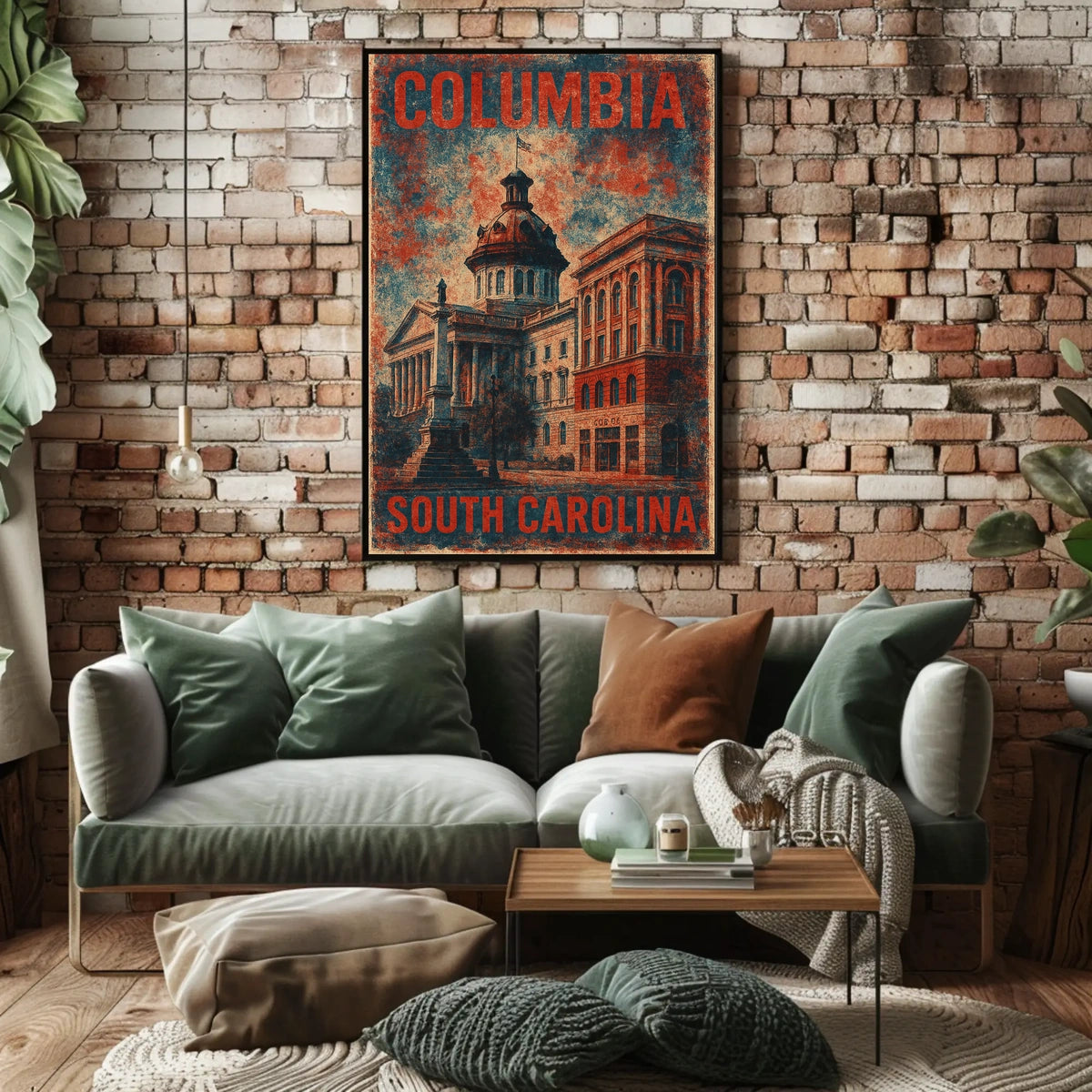 Patriotic South Carolina State House Vintage Travel Poster