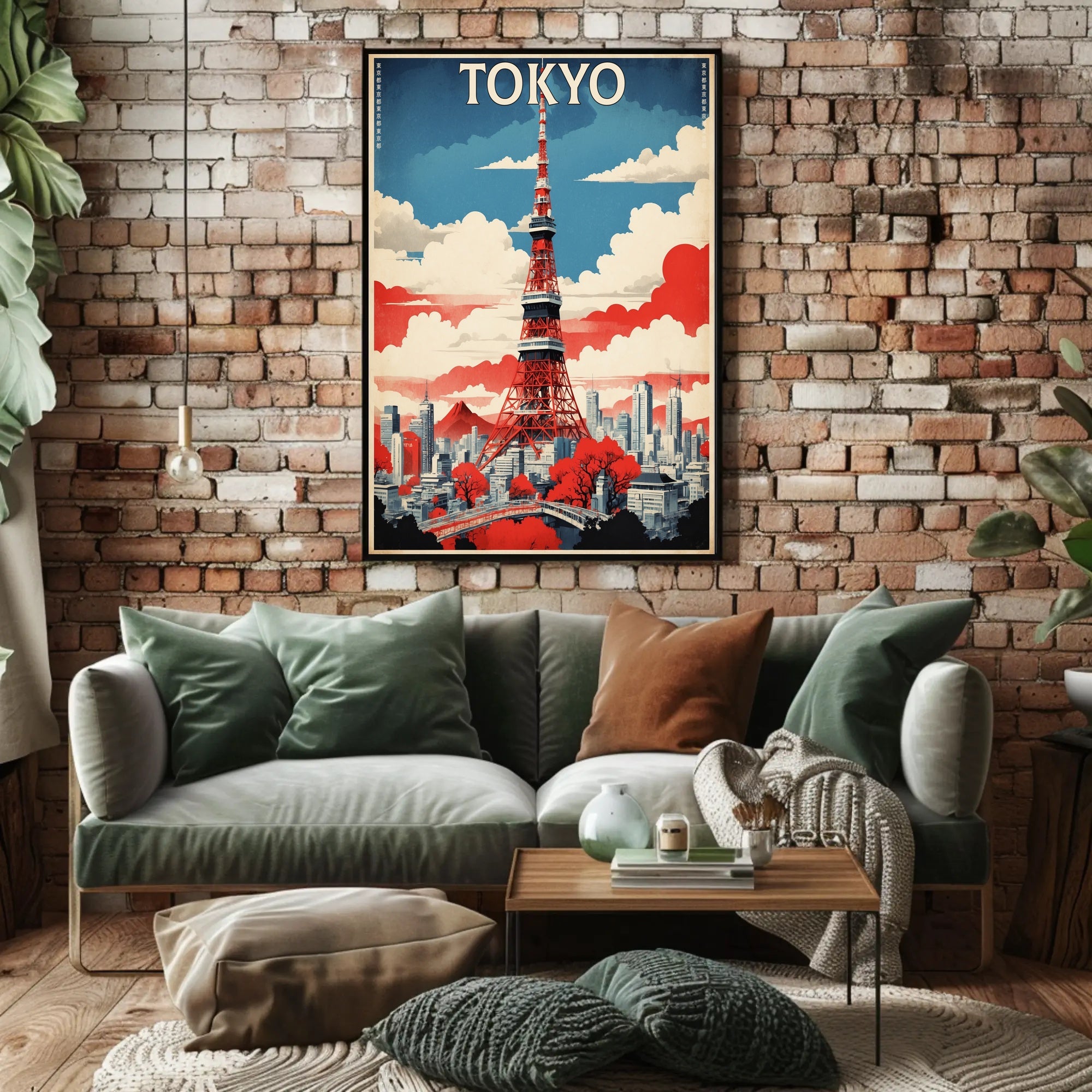 Tokyo Tower Retro-Futuristic Travel Poster