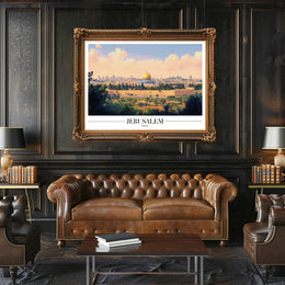 Jerusalem Skyline with Dome of the Rock Cityscape Poster