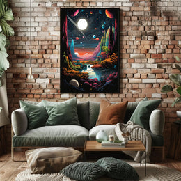 Cosmic Dreamscape: Vibrant Futuristic Sci-Fi Poster
