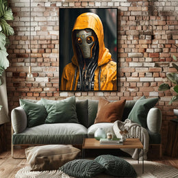 Cybernetic Sentinel In The Rain Poster PosterGoat