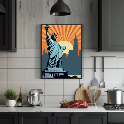Statue of Liberty New York Vintage Travel Poster