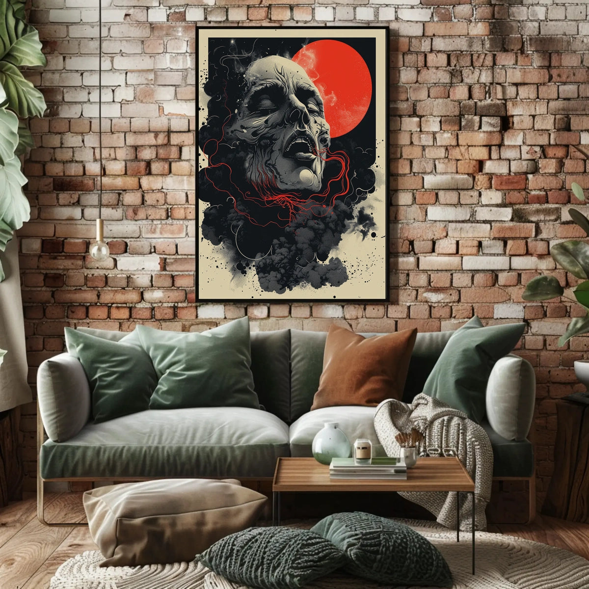 Cosmic Skull Surreal Art Poster: Eerie Fantasy Design