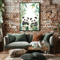 Enchanting Pandas in Bamboo Animal Poster