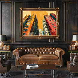 Urban Skyline Pop Art Poster: Vibrant Cityscape