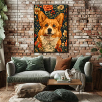 Floral Corgi Delight Wall Art Print