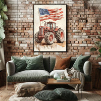 old fashioned farm tractor Poster