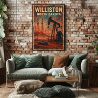 Williston Oil Heritage Vintage Industrial Poster