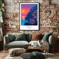 Amalfi Coast Sunset: Dreamy Travel Poster