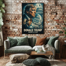 Donald Trump 47th President of the United States Double Exposure Poster