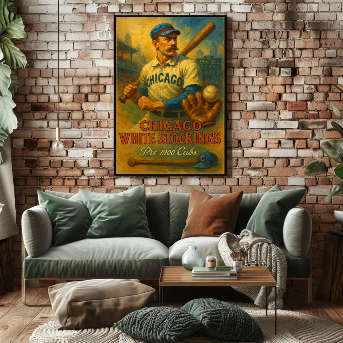 Chicago White Stockings Vintage Baseball Poster Cubs Fans