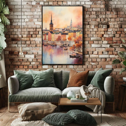 Charming European Townscape With Historical European Travel Poster