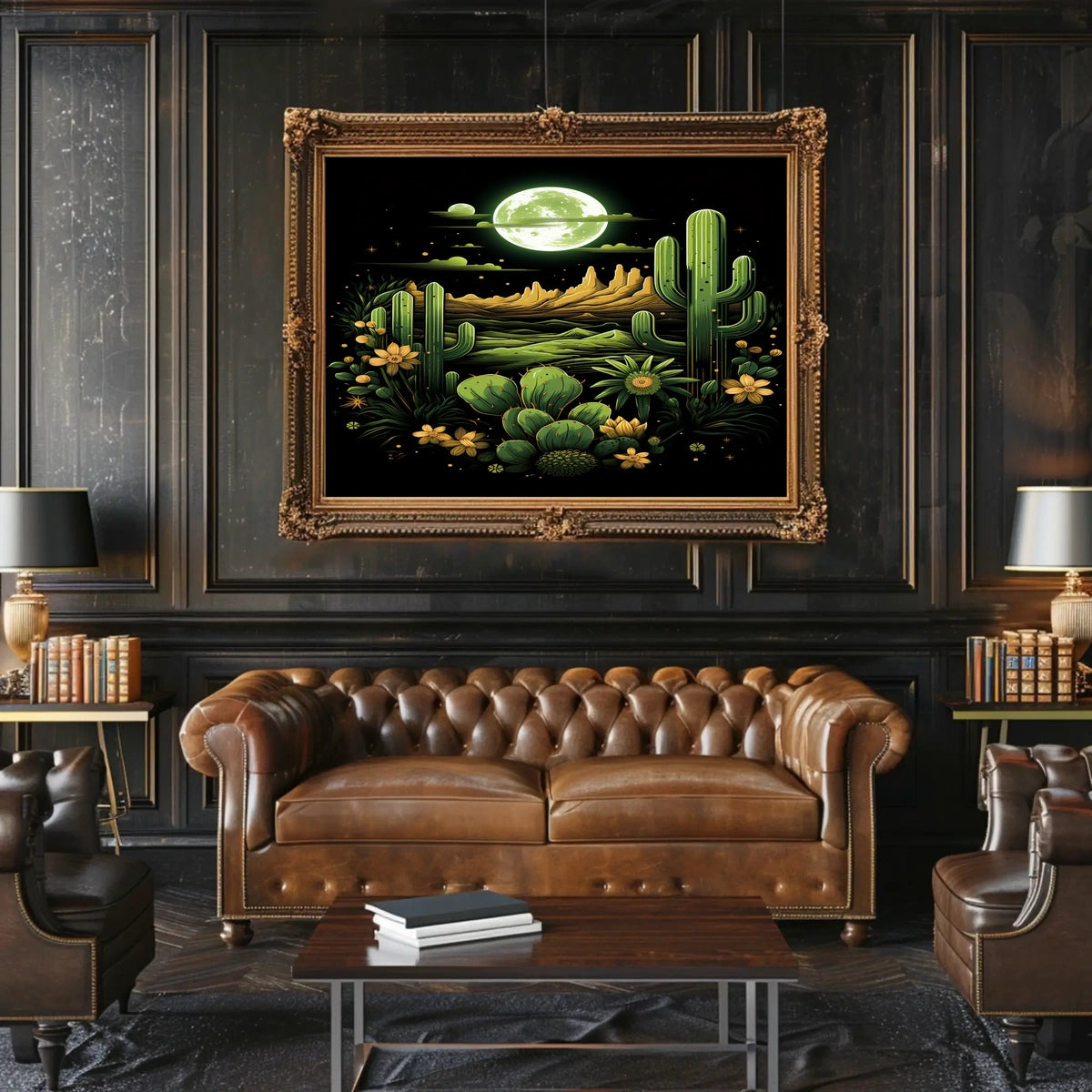 Desert Moonlit Landscape Poster