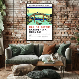 Katsushika Hokusai Under the Mannen Bridge at Fukagawa Poster