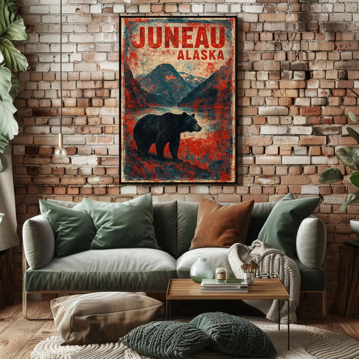 Juneau Bear Silhouette Adventure Vintage Poster