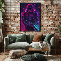 Neon Cyber Warrior Poster