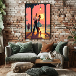 Sunset Romance on the Pier Poster