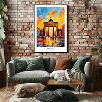 Berlin Brandenburg Gate Vibrant Urban Cityscape Abstract Artistic Poster PosterGoat