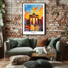 Berlin Brandenburg Gate Vibrant Urban Cityscape Abstract Artistic Poster PosterGoat