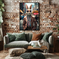 Stylish Rabbit In The City Poster