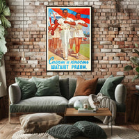 Vintage Soviet Sports Propaganda Poster