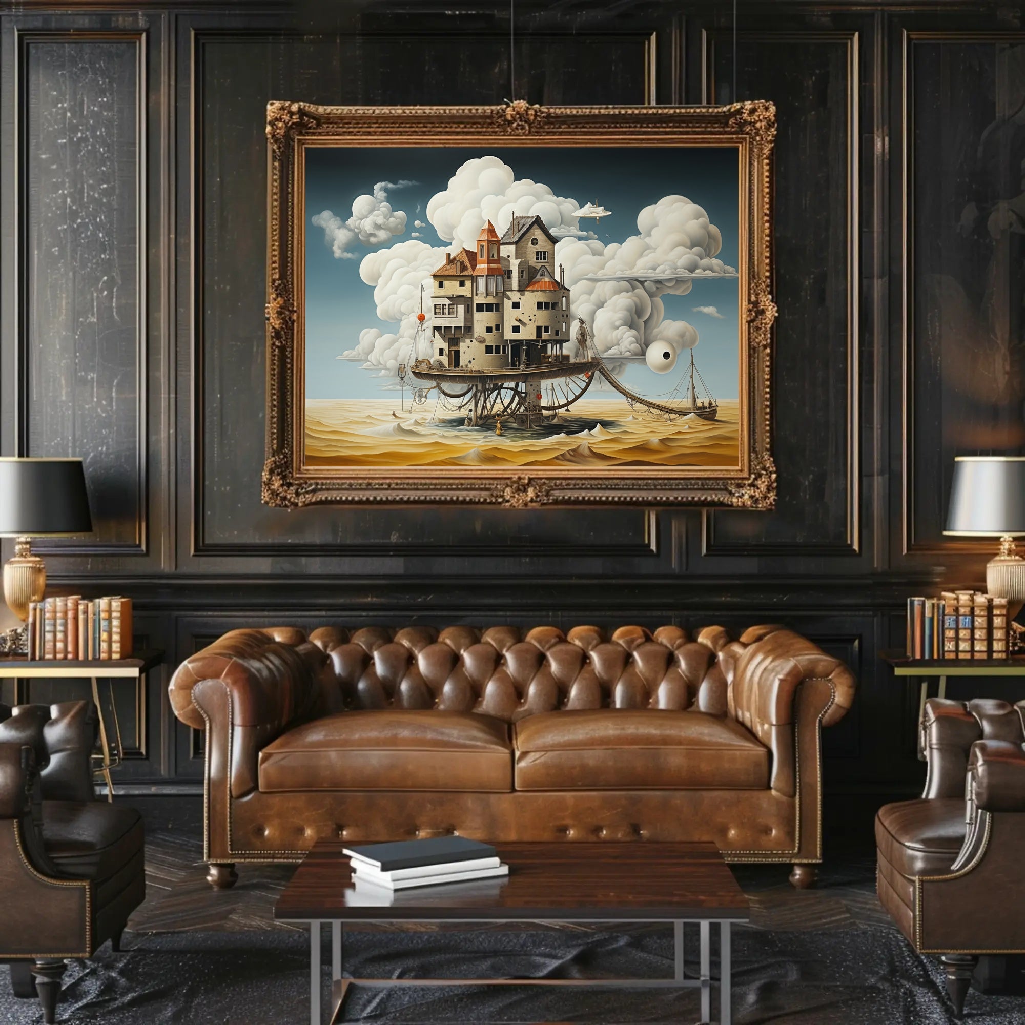 Surreal Dreamscape with Mechanical Houses - Fantasy or Mythology Poster
