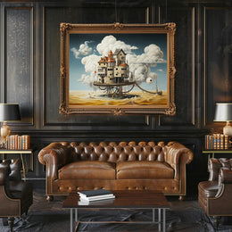 Surreal Dreamscape with Mechanical Houses - Fantasy or Mythology Poster