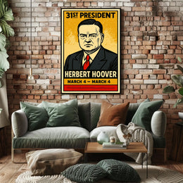 Herbert Hoover 31st President of the United States Inked Comic Style Poster
