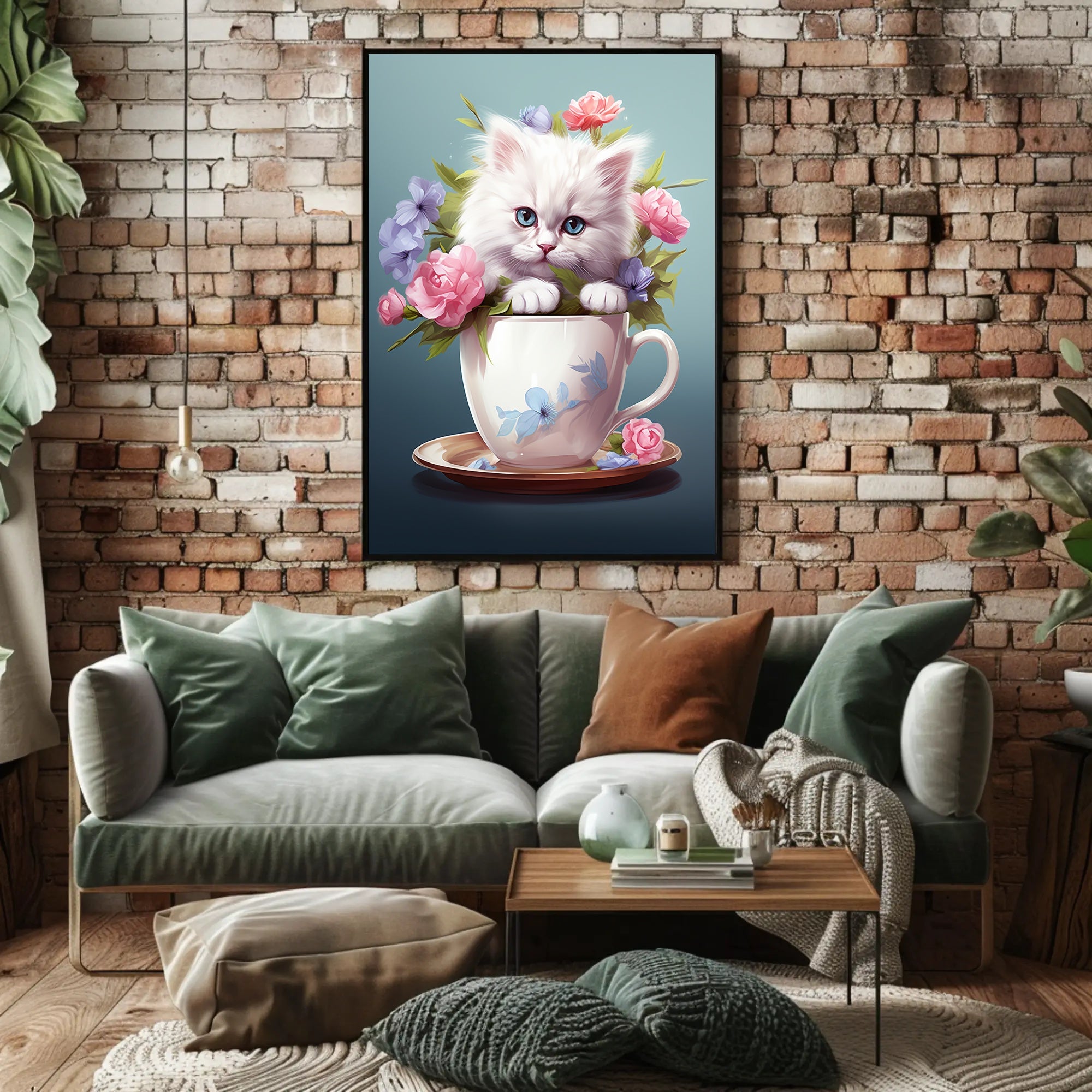Kitten In A Teacup Poster PosterGoat