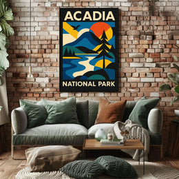 Acadia National Park Scenic Wilderness Adventure Coastal Sunrise Seascape Wall Art Poster