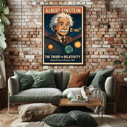 Albert Einstein Relativity Cosmos Wanderlust Educational Scientific Wall Art Poster